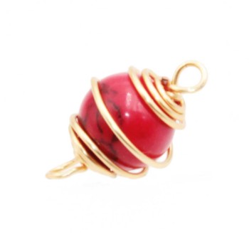 Connettore con pasta rodocrosite rossa finitura oro 18 mm conf. 1 pz