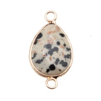 Connettore diaspro dalmata 26.5x13.5 mm oro 1 pz