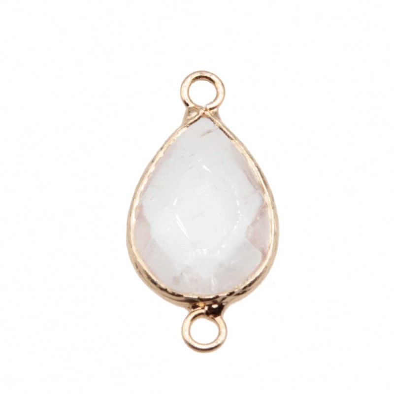 Connettore quarzo bianco 26.5x13.5 mm oro 1 pz (conn-qq333) - pietreeminuterie.com
