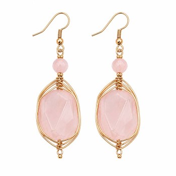 Connettori quarzo rosa filo oro intrecciato 22x10 mm conf. 1 pz