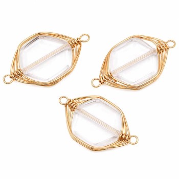 Connettori quarzo bianco filo oro intrecciato 20x12 mm conf. 1 pz