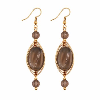 Connettori agata grigia filo oro intrecciato 22x8 mm conf. 1 pz