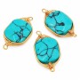 Connettori turchese filo oro intrecciato 22x12 mm conf. 1 pz