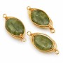 Connettori giada verde filo oro intrecciato 22x10 mm conf. 1 pz