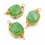 Connettori agata verde filo oro intrecciato 17x7 mm conf. 1 pz