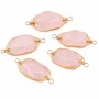 Connettori quarzo rosa filo oro intrecciato 22x10 mm conf. 1 pz