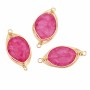 Connettori giada rubino filo oro intrecciato 22x10 mm conf. 1 pz