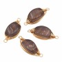 Connettori agata grigia filo oro intrecciato 22x8 mm conf. 1 pz