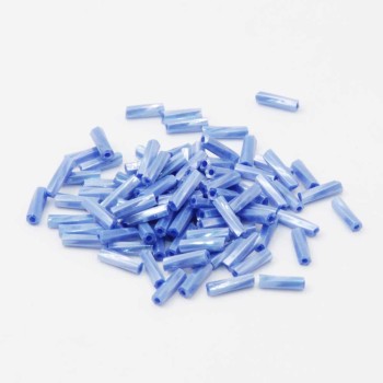 Perline vetro tubicino azzurro 6x2 mm conf. 5 GR (circa 150 pz)
