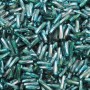 Perline vetro tubicino verde/cristallo 5x1mm conf. 5 GR (circa 150 pz)