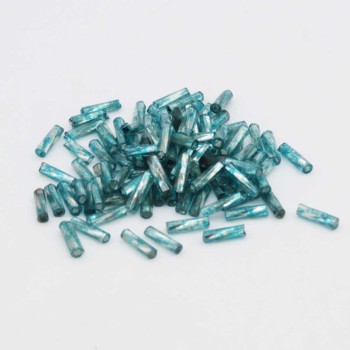 Perline vetro tubicino verde/cristallo 5x1mm conf. 5 GR (circa 150 pz)