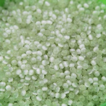 Perline occhi di gatto verde pallido 4 mm A++ quality conf. 30 GR 300 pz circa