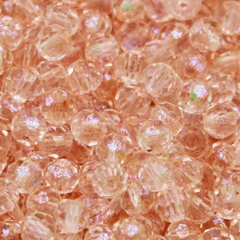 Perline mezzi cristalli pesca a/b sfac. 4 mm A++ conf. 20 GR circa 200 pz Perline mezzi cristalli pesca a/b sfac. 4 mm A++ conf. 20 GR circa 200 pz
