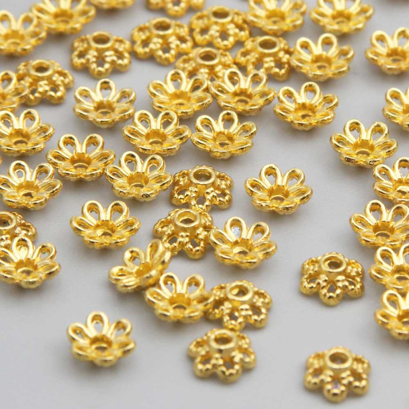 Coppette fiore oro 6 mm pacco 50 pz (fio90x77) - pietreeminuterie.com