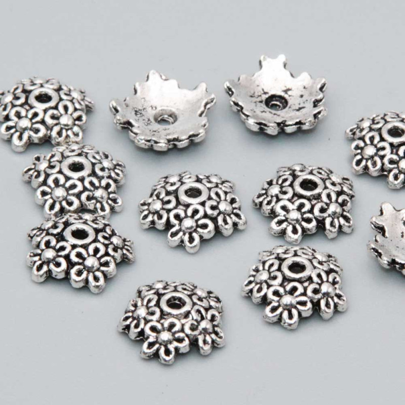 Coppette in zama fiore decorato 10 mm conf. 50 pz (cop-10fio) - pietreeminuterie.com