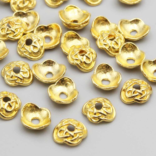 Coppette Copriperla | Coppette oro 10.5 mm decorate 30 pz - gold6cops
