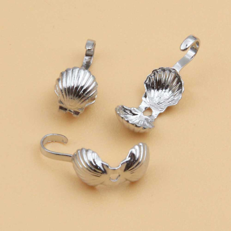 Copri nodo conchiglia White gold plated 14kt 5 mm 10 pz (1-22-57) - pietreeminuterie.com