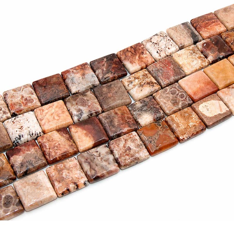 Corallo fossile quadrato liscio 16 mm conf. 4 pz Corallo fossile quadrato liscio 16 mm conf. 4 pz