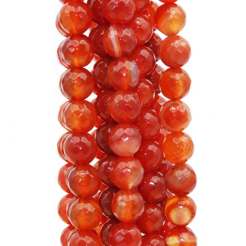 Corniola striata tonda sfaccettata 8 mm filo 40 cm (co-1nio) - pietreeminuterie.com