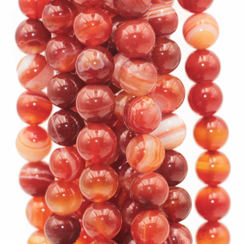 Corniola tonda liscia striata 10 mm filo 40 cm (gt-1-001) - pietreeminuterie.com