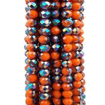 Cristalli rondella bicolore arancio e verde A/B 5.8x4.7 mm filo 