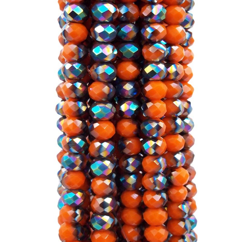 Cristalli rondella bicolore arancio e verde A/B 5.8x4.7 mm filo (axzq7) - pietreeminuterie.com