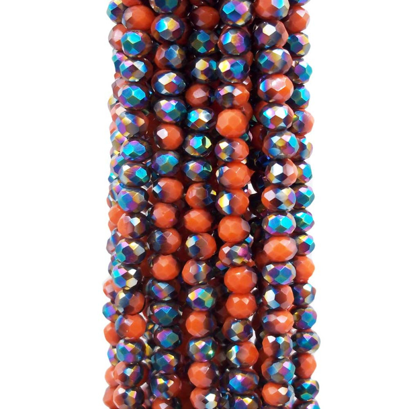 Cristalli rondella bicolore arancio verde A/B 4.2x3.2 mm filo (axzq2) - pietreeminuterie.com