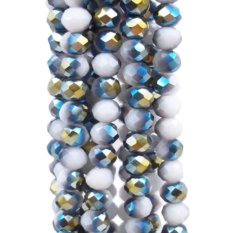 Cristalli rondella bicolore bianco e verde 5.9x4.9 mm filo (axzq6) - pietreeminuterie.com