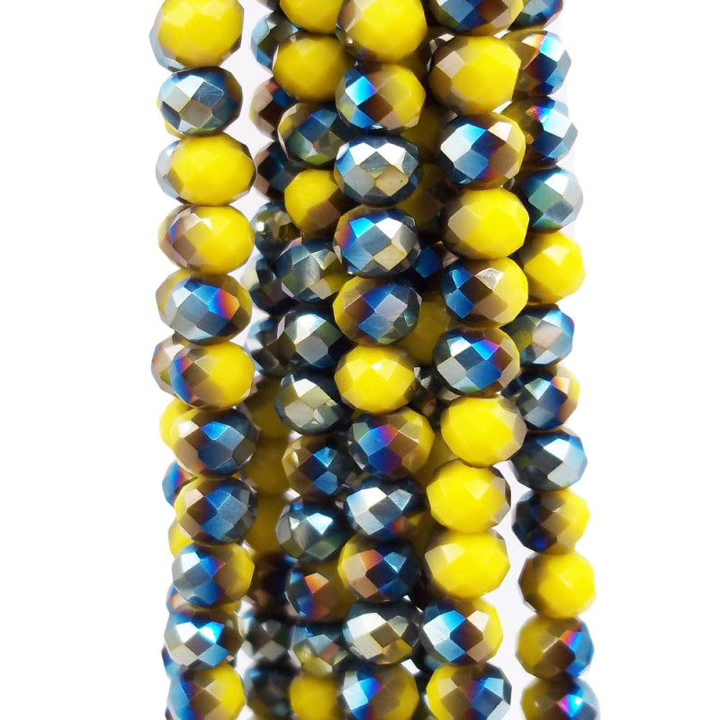 Cristalli rondella bicolore giallo e verde A/B 5.9x4.9 mm filo (axzq8) - pietreeminuterie.com