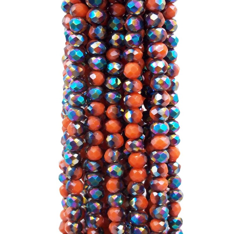 Cristalli rondella bicolore arancio verde A/B 4.2x3.2 mm filo (axzq2) - pietreeminuterie.com