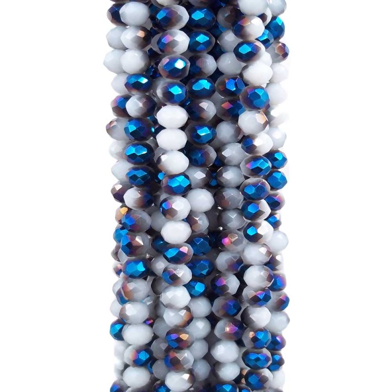Cristalli rondella bicolore bianco e blu  4.2x3.2 mm filo (axzq5) - pietreeminuterie.com