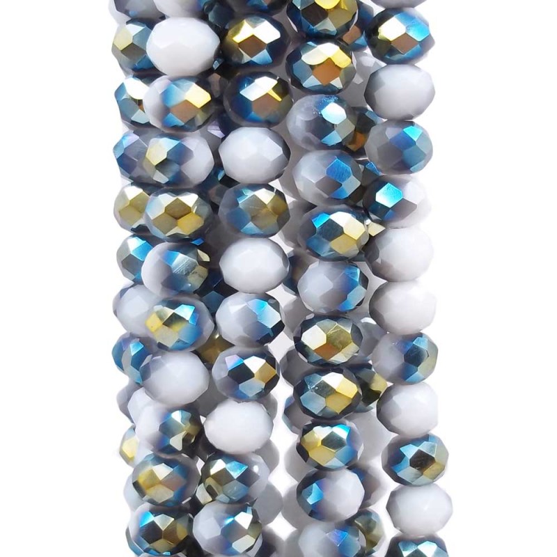 Cristalli rondella bicolore bianco e verde 5.9x4.9 mm filo (axzq6) - pietreeminuterie.com