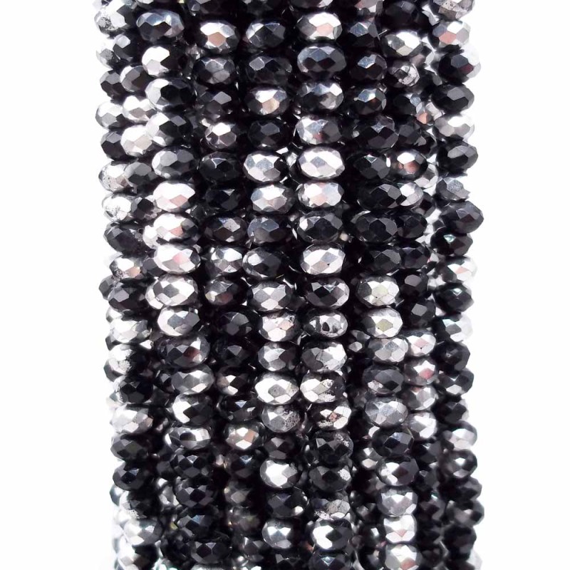 Cristalli rondella neri/argento 4x3 mm filo 40 cm (aar3) - pietreeminuterie.com