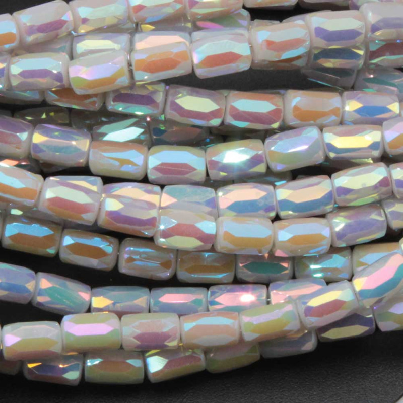 Cristalli colonna 6x4 mm base azzurra, boreale A/B grado A++ filo 45 cm (bs-cr002) - pietreeminuterie.com