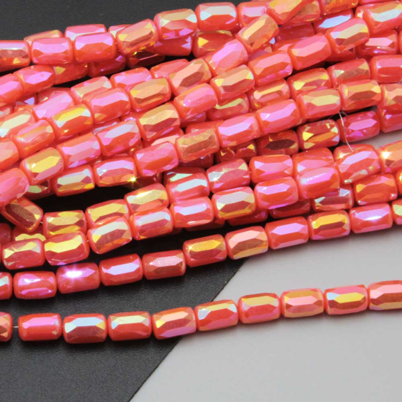 Cristalli colonna 6x4 mm base corallo, boreale A/B grado A++ filo 45 cm (bs-cr010) - pietreeminuterie.com