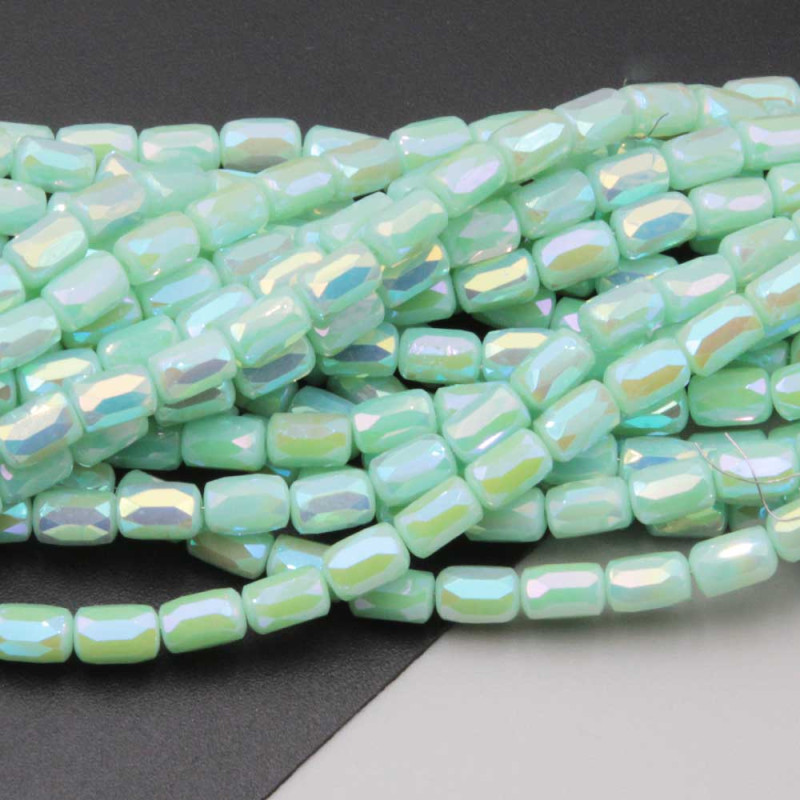 Cristalli colonna 6x4 mm base light tiffany, boreale A/B grado A++ filo 45 cm (bs-cr007) - pietreeminuterie.com