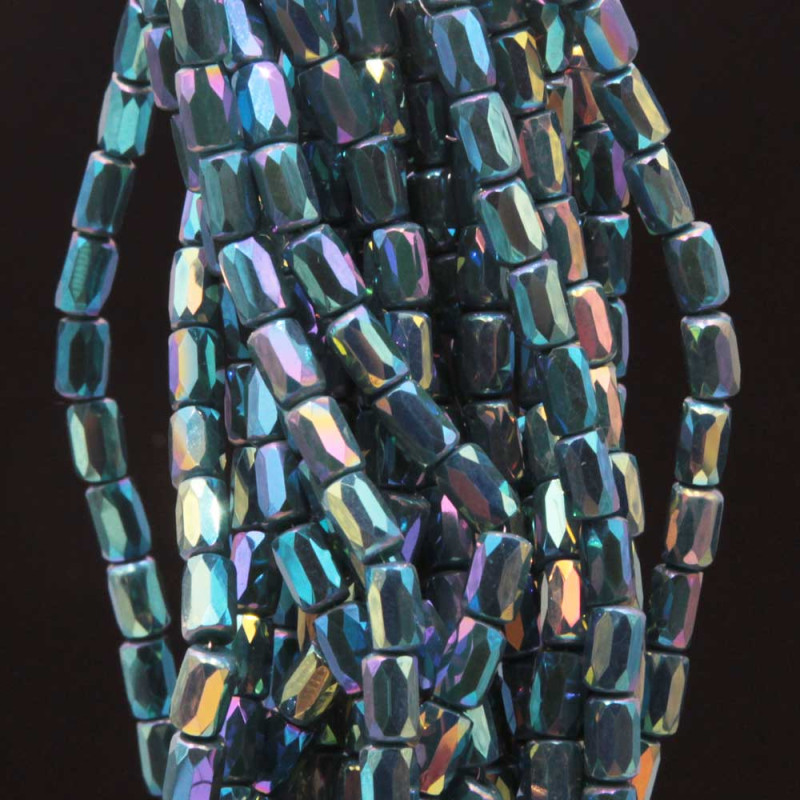 Cristalli colonna 6x4 mm blu petrolio A/B grado A++ filo 45 cm (colo-004) - pietreeminuterie.com