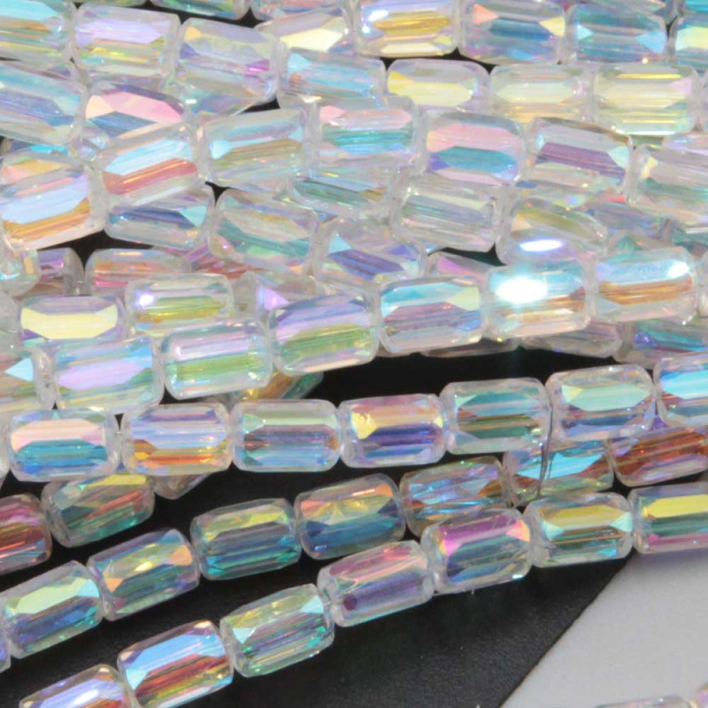 Cristalli colonna 6x4 mm trasparenti, boreale A/B grado A++ filo 45 cm (bs-cr004) - pietreeminuterie.com