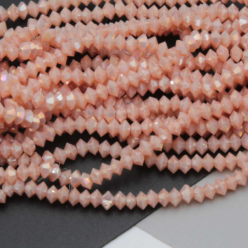 Cristalli bicono 4x3 mm pesca a/b filo 40 cm (bic-4xpes) - pietreeminuterie.com