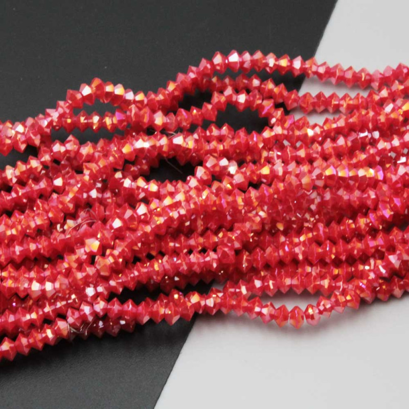 Cristalli bicono 4x3 mm rossi a/b filo 40 cm (bic-4x3x4) - pietreeminuterie.com