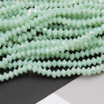 Cristalli bicono 4x3 mm verde acquamarina a/b filo 40 cm