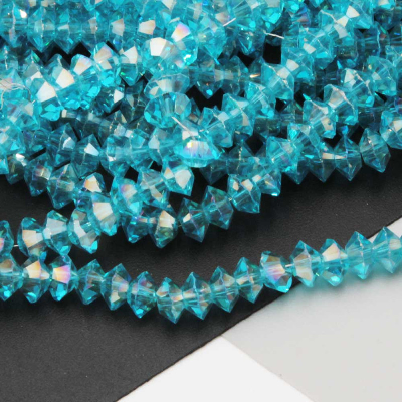 Cristalli bicono 6 mm azzurri a/b filo 40 cm (bic-t6n7) - pietreeminuterie.com