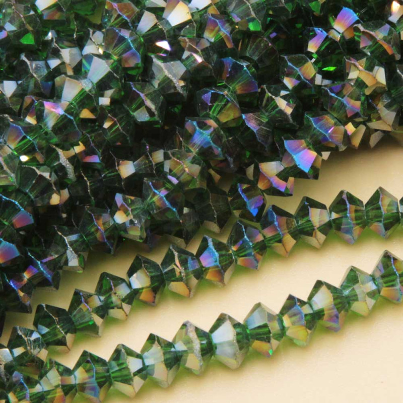 Cristalli bicono 6 mm dark green a/b filo 40 cm (bic-t6a1) - pietreeminuterie.com