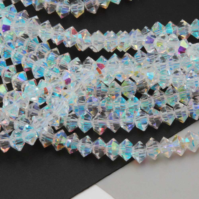 Cristalli bicono 6 mm trasparenti boreali a/b filo 40 cm (bic-t6x13) - pietreeminuterie.com