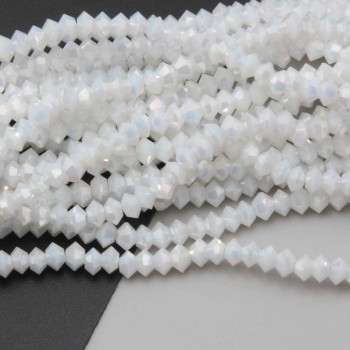 Cristalli bicono 4x3 mm bianchi a/b filo 40 cm