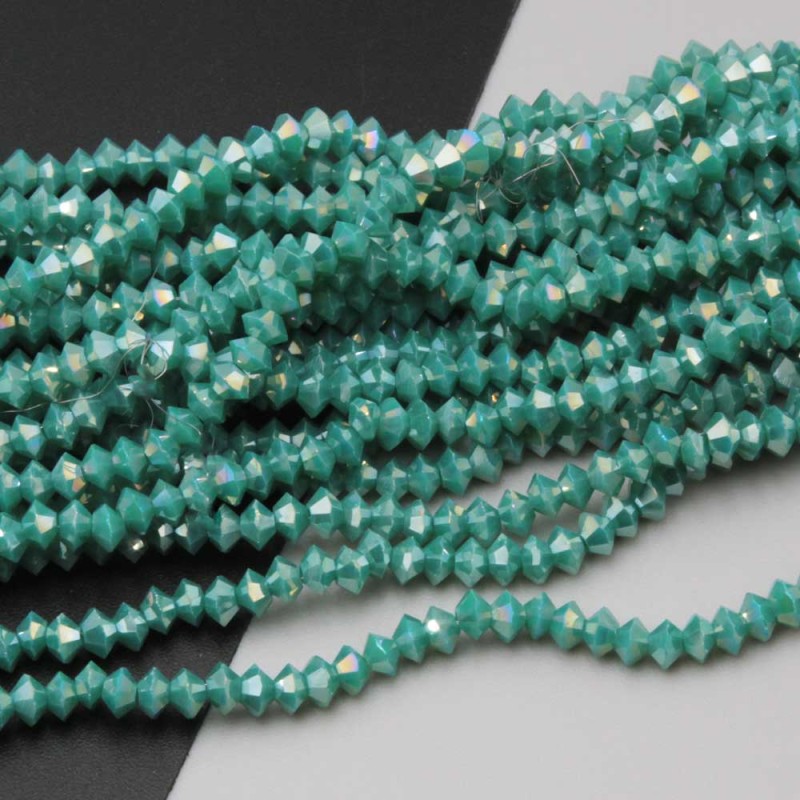 Cristalli bicono 4x3 mm turchese a/b filo 40 cm (bic-4x37) - pietreeminuterie.com