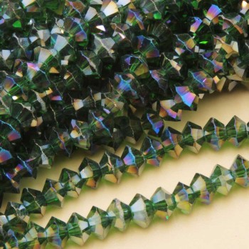 Cristalli bicono 6 mm dark green a/b filo 40 cm
