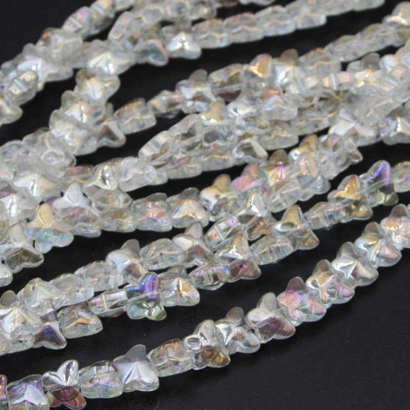 Perline cristallo farfalle trasparenti a/b 9.5 mm filo 35 cm (32-993) - pietreeminuterie.com