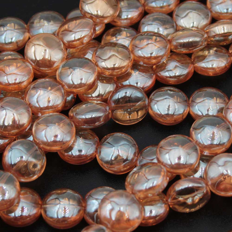 Perline cristallo gettone 12 mm arancio filo 35 cm (dis-0-11) - pietreeminuterie.com