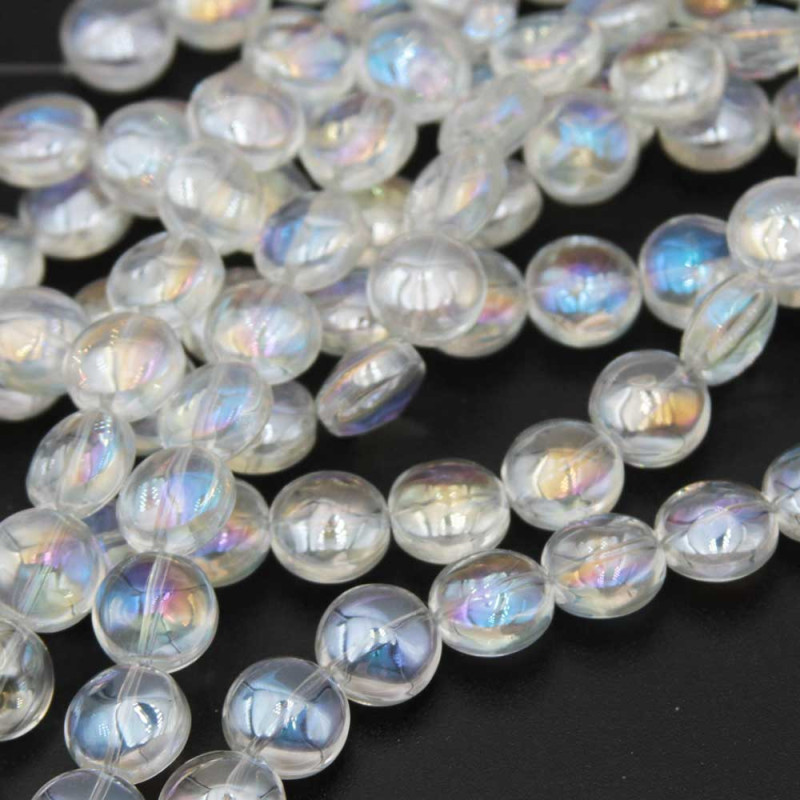 Perline cristallo gettone 12 mm trasparente a/b filo 35 cm (dis-0-1x) - pietreeminuterie.com